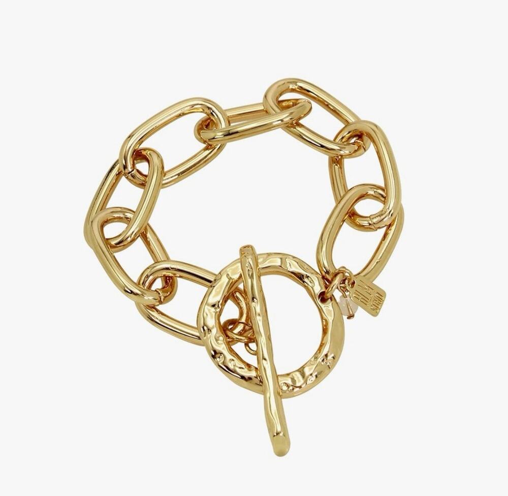 Robert Lee Morris Soho Womens Gold Textured Chain Link Bracelet